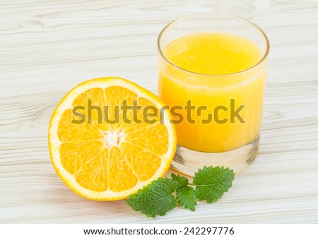 Fresh orange juice with fruit and mint leaves