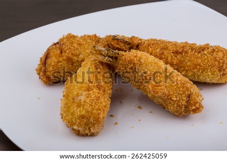 Large Fried prawn tempura in the bowl