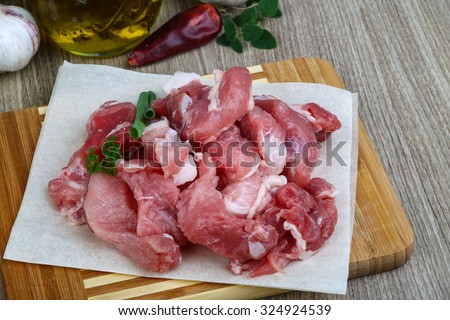 Raw Diced pork meat - ready for cooking