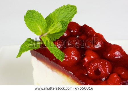 Raspberry cake on the white isolated