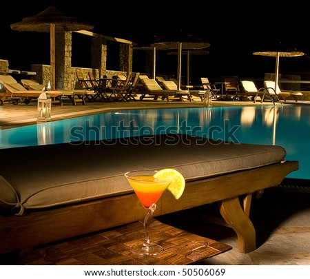 summer nights in the swimming pool of the hotel