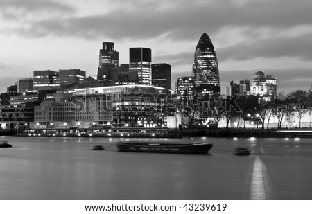 London, Evening Skyline In Black And White Stock Photo 43239619 ...