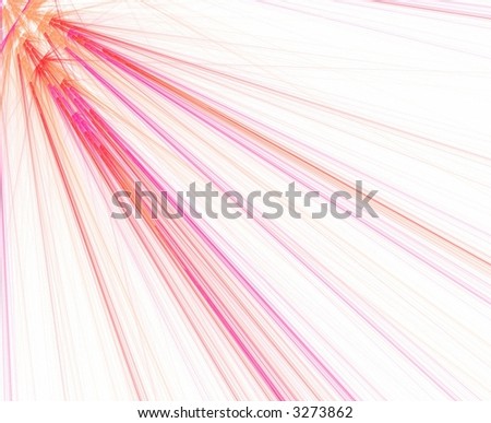 orange and pink beams, rays running diagonal through frame from left top corner
