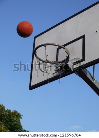 basketball sport and an outdoor basketball hoop