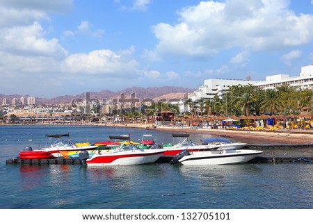 View on the northern beach of Eilat (Red sea. Israel)