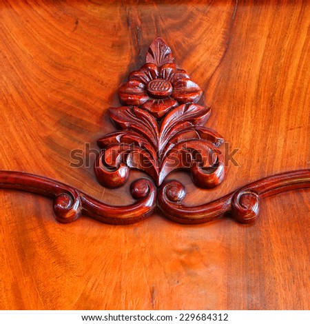 Decorative antique pattern of retro wood furniture carving background