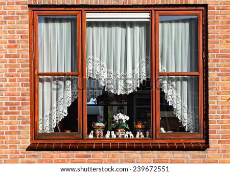 Window with curtains. Europe.