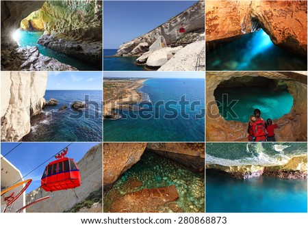 Magic world of sea caves at Rosh Hanikra, Mediterranean, Israel. Set of my photos