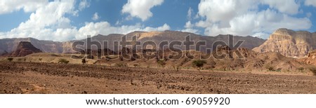 Desert and rocks in Timna national park in Israel