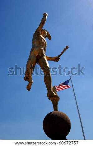 Statue of Mercury in front of the U.S. Postal Service building in Burlington, NJ