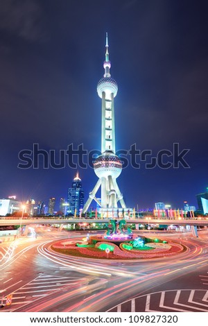SHANGHAI, CHINA - MAY 27: Oriental Pearl Tower over river on May 27, 2012 in Shanghai, China. It was the tallest structure in China excluding Taiwan from 1994-2007 and the landmark of Shanghai