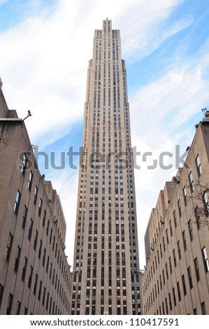 NEW YORK CITY, NY, USA - DEC 30: Rockefeller Center in the day on December 30, 2011 New York City. It was built by the Rockefeller family in 1939 and was declared a National Historic Landmark in 1987.
