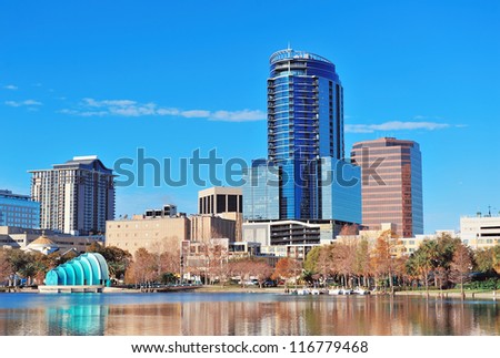 ORLANDO, FL - FEB 13: Urban skyscrapers in downtown on February 13, 2012 in Orlando, Florida. Orlando with population of 238,300 is the fifth largest and largest inland city in Florida.