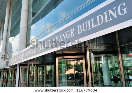 SHANGHAI, CHINA - JUNE 2: Shanghai Stock Exchange closeup on JUNE 2, 2012 in Shanghai, China. It is one of the two stock exchanges and the world\'s 5th largest market of $2.3 trillion as of Dec 2011.