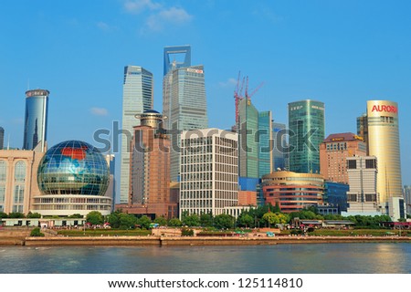 SHANGHAI, CHINA - JUNE 2: Urban architectures with city skyline on June 2, 2012 in Shanghai, China. Shanghai is the largest city by population in the world with 23 million as in 2010.