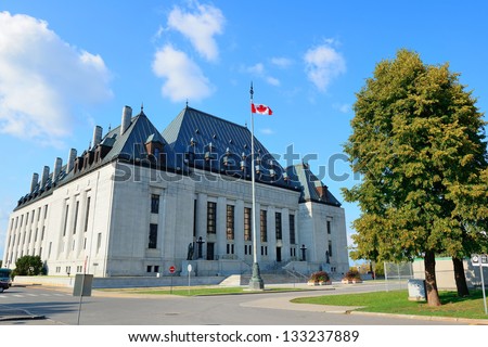 Ottawa, CANADA - SEP 8: Supreme Court of Canada on street on September 8, 2012 in Ottawa, Canada. It is the final court of appeals in Canada and grants permission 40 to 75 litigants each year.