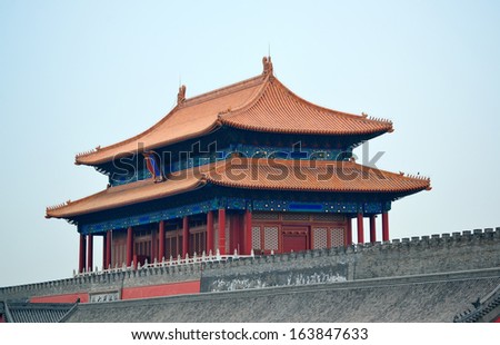 Ancient historical buildings in Imperial Palace in Beijing, China