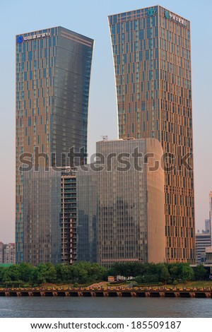 SHANGHAI, CHINA - JUNE 2: China Construction Bank Building closeup on JUNE 2, 2012 in Shanghai, China. It is the second largest bank by market capitalization and 13th largest company in the world.