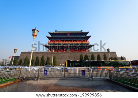 BEIJING, CHINA - APR 6: Beijing street view on April 6, 2013 in Beijing, China. It is the second largest Chinese city and the nation\'s political, cultural, educational center.