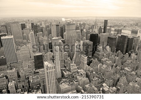New York City Manhattan urban skyscrapers in black and white