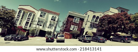 street on hill in San Francisco panorama view