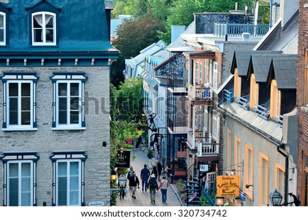 QUEBEC CITY, CANADA - SEP 10: Old street in the day on September 10, 2012 in Quebec City, Canada. As the capital of the Canadian province of Quebec, it is one of the oldest cities in North America.
