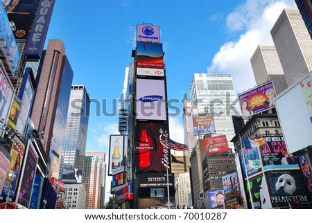 NEW YORK CITY - SEP 5: Times Square is featured with Broadway Theaters and LED signs as a symbol of New York City and the United States, September 5, 2009 in Manhattan, New York City.