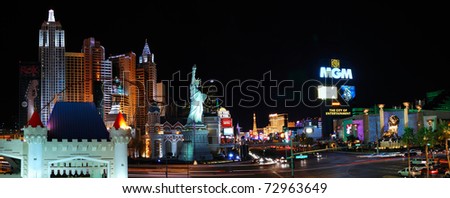 LAS VEGAS, NV - MAR 4: Las Vegas Strip is 3.8 mile stretch featured with world class hotels and casino. March 4, 2010 in Las Vegas, Nevada.