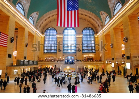 NEW YORK CITY, NY - AUG 8: Grand Central with travelers on August 8, 2010 in Manhattan, New York City. Grand Central is the second busiest station of the New York City Subway and the city landmark.