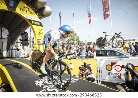Utrecht, The Netherlands. 4th of July, 2015. Tour de France Time Trial Stage, SIMON GERRANS, Team Orica Green EDGE
