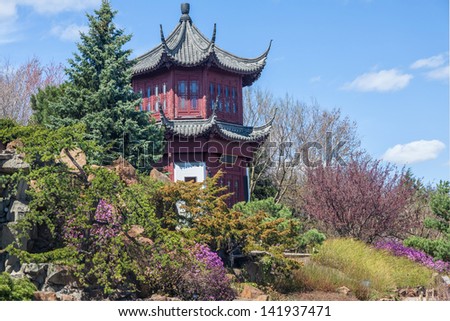 Chinese Garden in the Montreal Botanical Garden, Montreal, Quebec, Canada.