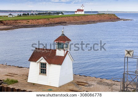 Wood Island Lighthouse and range light located in eastern Prince Edward Island, Canada.