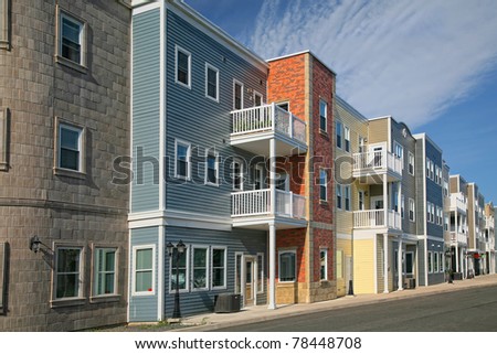 A new housing development containing either apartments or condos.