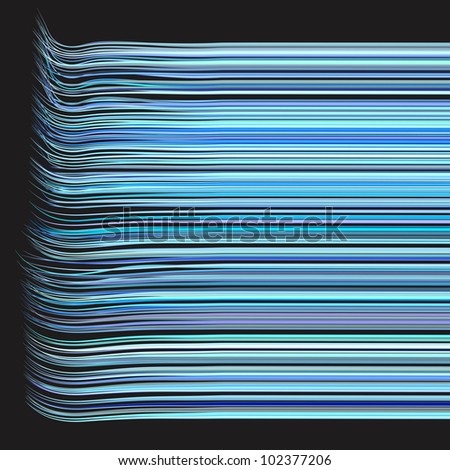 3d render multiple wavy hair lines in different purple blue