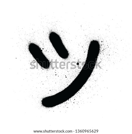 graffiti japanese TSU character sprayed in black over white
