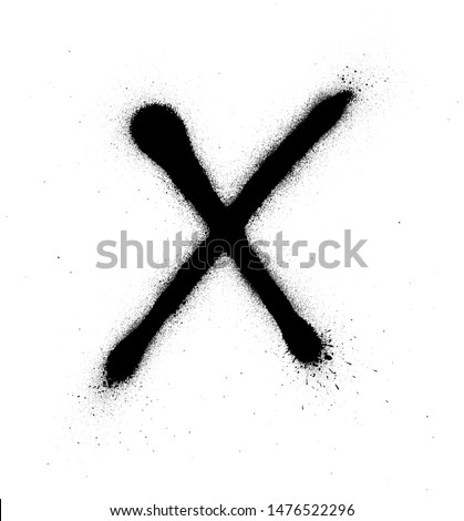 graffiti thin X font sprayed in black over white