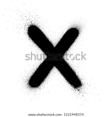 graffiti small fat X font sprayed in black over white