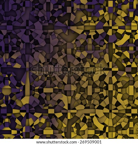3d abstract fragmentation geometric in purple yellow
