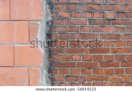 transition from large to small red brick repair