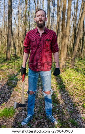lumber jack hipster lumbersexual men man wood forest axe