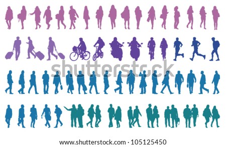 pedestrians vector silhouettes