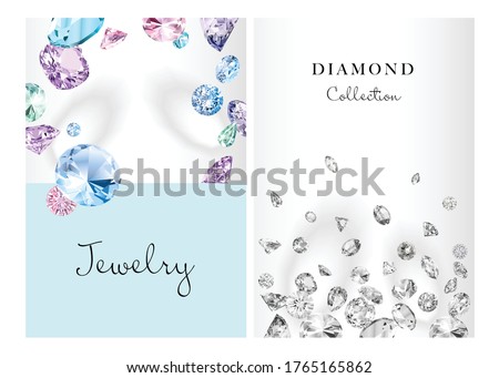 Posters set for jewelry advertisement. Background with vector diamonds for design

