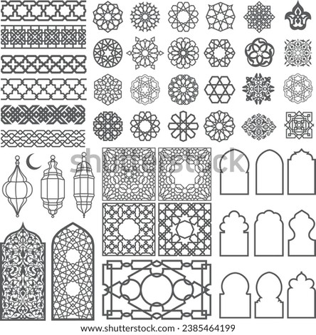 50 Arabic Oriental Vector Elements. Arabian Ornament. Digital Clipart. Traditional Pattern