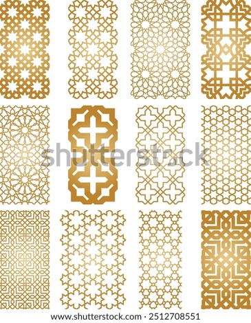 Oriental seamless vector patterns set. Arabic geometric ornament for background
