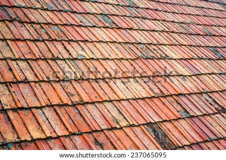 Old red roof tile background image