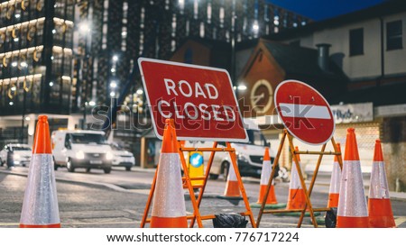 Similar – Image, Stock Photo roadblock. Street Warn