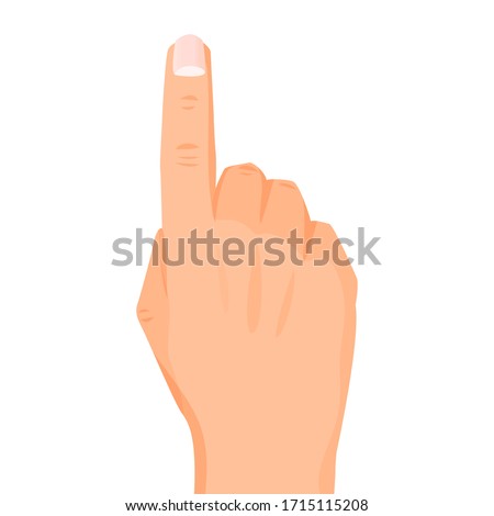 Hand pointing. Index finger touches on screen or shows something. Icon vector illustration