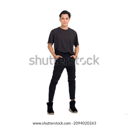 Similar – Image, Stock Photo Man standing in front of a wind turbine