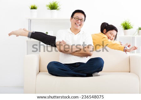 happy family in living room