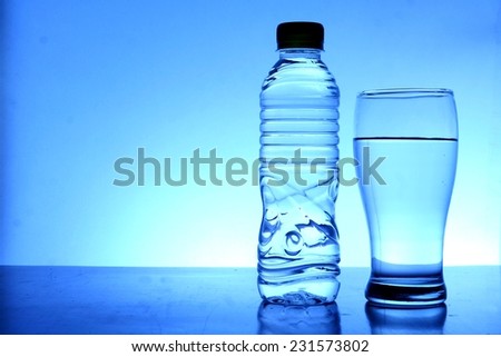 Bottle and glass of water Photo of a bottle and a glass of drinking water